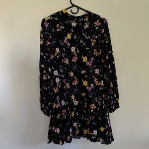 Floral Long Sleeve A-Line Skater Dress